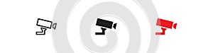 CCTV, simple icon set. Security camera concept illustration in vector flat