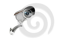 CCTV surveillance security camera video equipment on wall of tower or home isolated on white background and copy space for CCTV