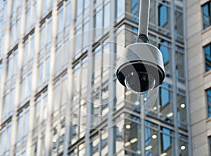 CCTV surveillance security dome camera in city center