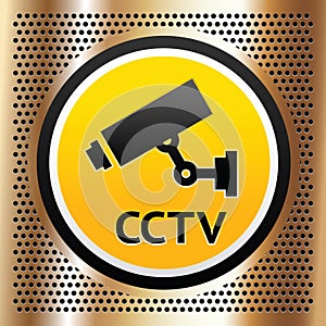 CCTV symbol on a golden background