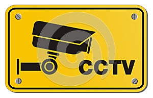 CCTV yellow sign - rectangle sign