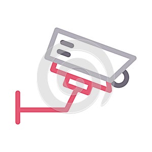 CCTVcamera vector color line icon