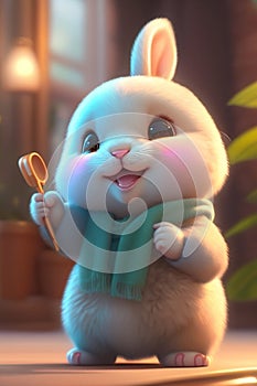 ccuteute adorable little bunny waving and smiling greeting me,