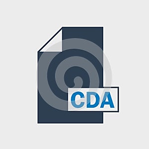 CD Audio CDA file format Icon on gray background.