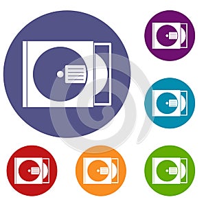 CD box with disc icons set