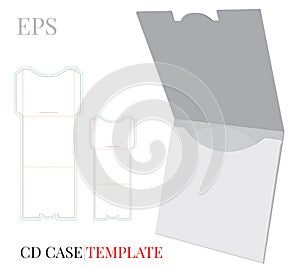 CD Case, CD Envelope template, vector with die cut / laser cut layers. White, clear, blank, isolated CD Envelope mock up