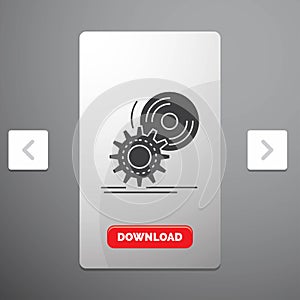 cd, disc, install, software, dvd Glyph Icon in Carousal Pagination Slider Design & Red Download Button