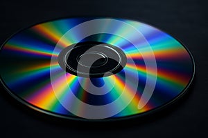 CD Disc with Rainbow Light Reflections