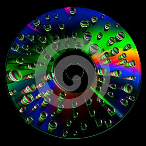 CD disc with water drops