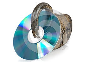 CD discs and padlock