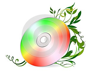 Cd-disk on floral background