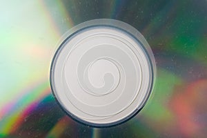 Cd disk isolated on grey background closeup
