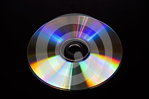 CD DVD disc closeup on black background photo