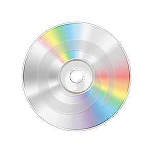 CD DVD disc. Shiny silver blue-ray audio and video storage. Vector illustration. stock realistic graphic image. Media technology