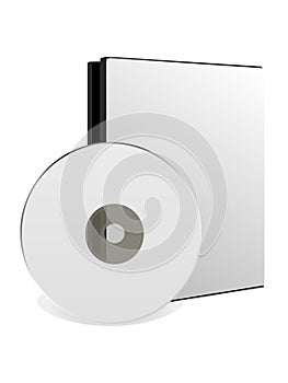 CD/DVD disk with box over white background