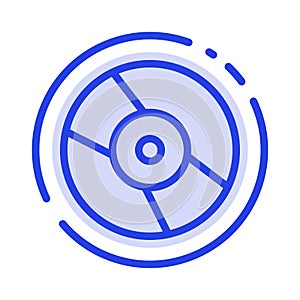 Cd, Dvd, Disk, Device Blue Dotted Line Line Icon