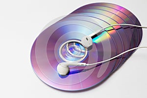 Cd , dvd disks with headphones isolated