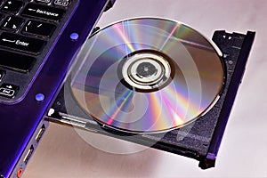 CD or DVD in the drive drive of the laptop computer. Laptop - portable portable personal computer. A PC drive is a computer device