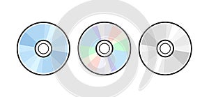 CD DVD icon disc vector blank illustration. Compact disk dvd music audio
