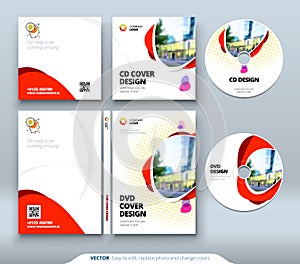 CD envelope, DVD case design. Orange Corporate business template for CD envelope and DVD case. Layout with modern