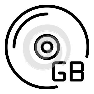 Cd gigabyte icon outline vector. Code storage