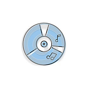 CD music icon in flat style. Vector illustration