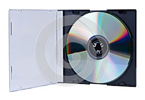 CD in the open box isolated.