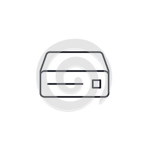 Cd player, console, DVD, cd-rom thin line icon. Linear vector symbol