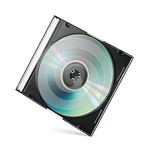 CD-R writable disk in black slim plastic box case jewel isolated on white