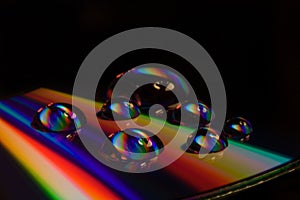 CD Rainbow and Waterdrops