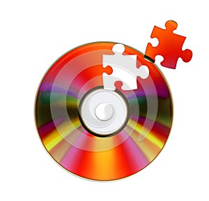 CD-ROM and puzzle. photo