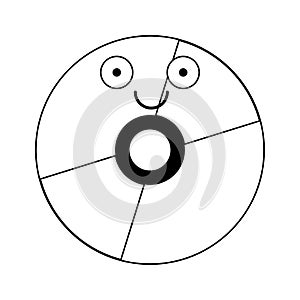 CD rom technology cute cartoon in black and white
