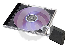 CD in a translucent case with a lock