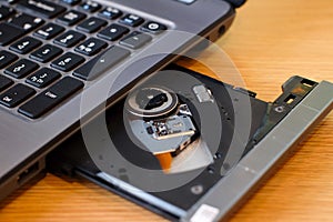 CD tray of laptop or computer notebook
