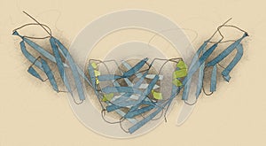 CD4 surface protein. Glycoprotein present on a number of white blood cell types, including the CD4+ helper cells. 3D illustration