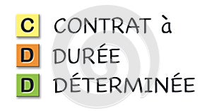 CDD initials in colored 3d cubes with meaning in french language