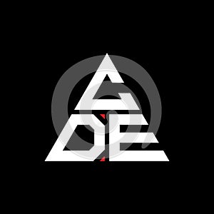 CDE triangle letter logo design with triangle shape. CDE triangle logo design monogram. CDE triangle vector logo template with red