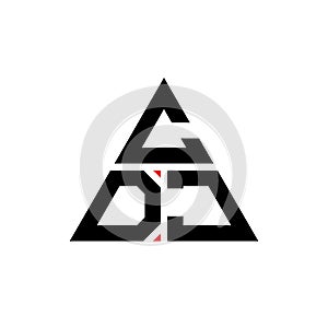 CDJ triangle letter logo design with triangle shape. CDJ triangle logo design monogram. CDJ triangle vector logo template with red