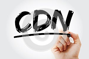 CDN - Content Delivery Network acronym with marker, technology concept background