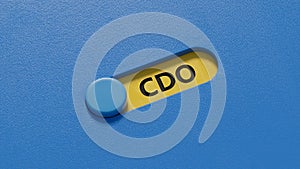 CDO word on slide switch.close up of slide switch.