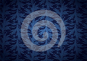 Vintage Gothic, royal background in dark blue, sapphirine, ultramarine with classic floral Baroque pattern photo