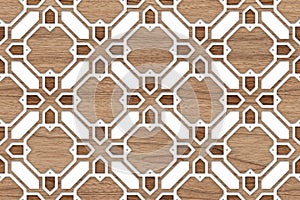 Eco wood 3d tiles with white stone elements. Material wood oak. interior design.