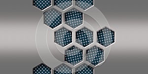 Abstract background, Grey metal geometric hexagonal wallpaper, Honeycomb hexagonal 3d render.