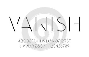 Vanish alphabet font. Minimalistic letters and numbers photo
