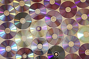 CDs, cassettes, video cassettes. Attributes of the 1990s. Video memory recording