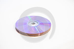 CDs DVDs - Blank recordable DVDs DVD-R purple discs on white background