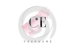 CE C E Watercolor Letter Logo Design with Circular Brush Pattern photo