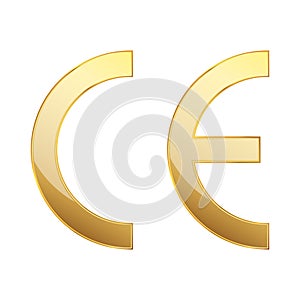 CE mark gold symbol. Gold vector icon. European conformity certification mark