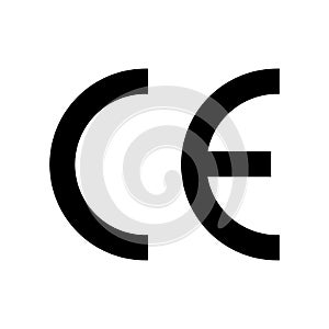 CE mark symbol. Black vector icon. European conformity certification mark