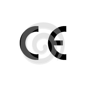 CE mark symbol. European Conformity certification mark. Vector illustration, flat design